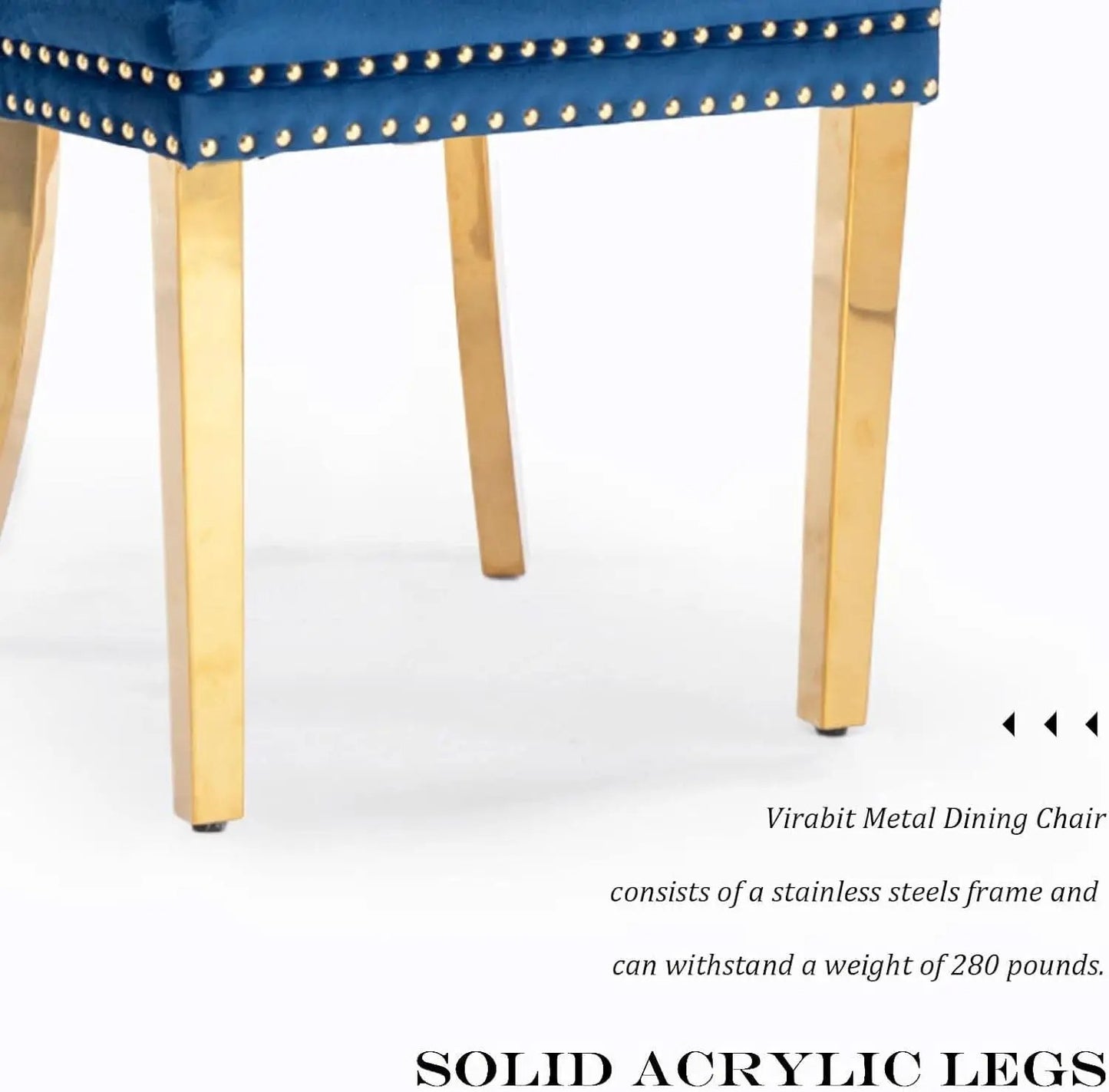 Blue Velvet Dining Chair Set Of 2 With Tufted Nailhead Trim from PriceLows™
