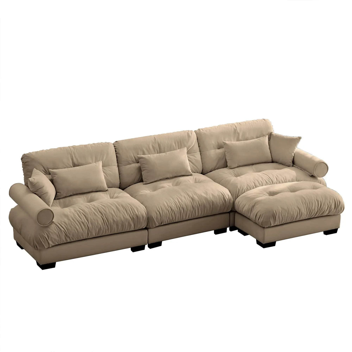 Modern Sectional Sofa | With Ottoman | Deep Seat Cushions | Throw Pillows