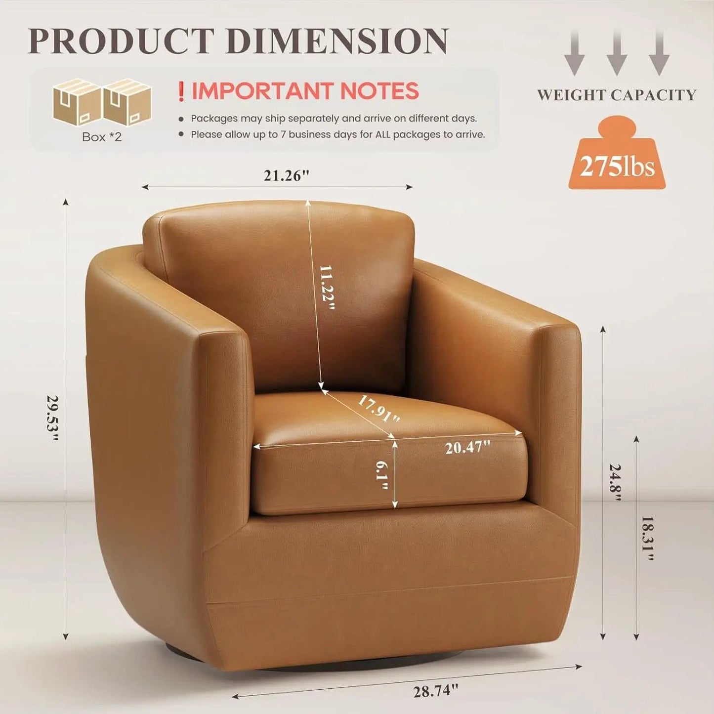 Brown 360 Degree Swivel Premium Upholstered Chairs from PriceLows™