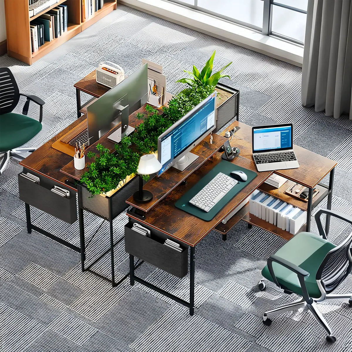 L-Shaped Gaming Desk | 47 Inch Width | Power Outlets And USB Ports | Reversible Corner Workstation