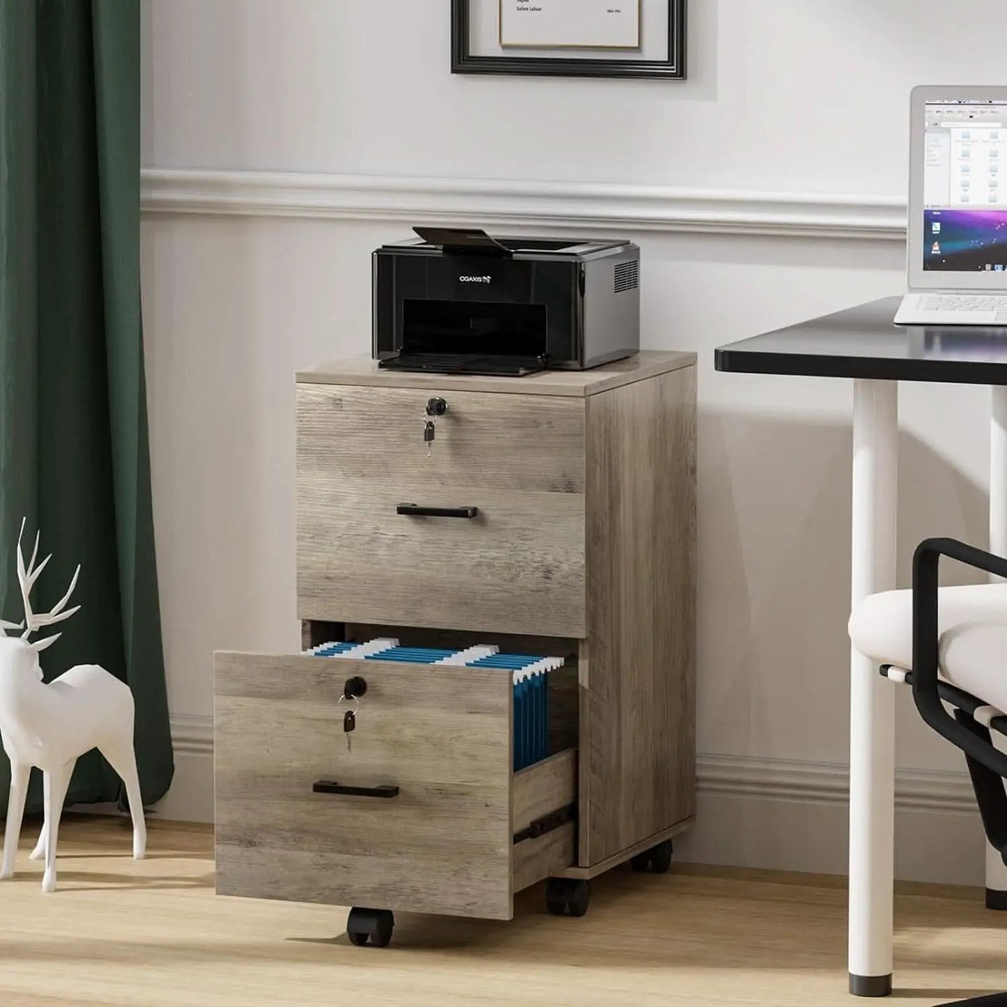 Rolling File Cabinet With Lock And Two Drawers For Letter Files from PriceLows™