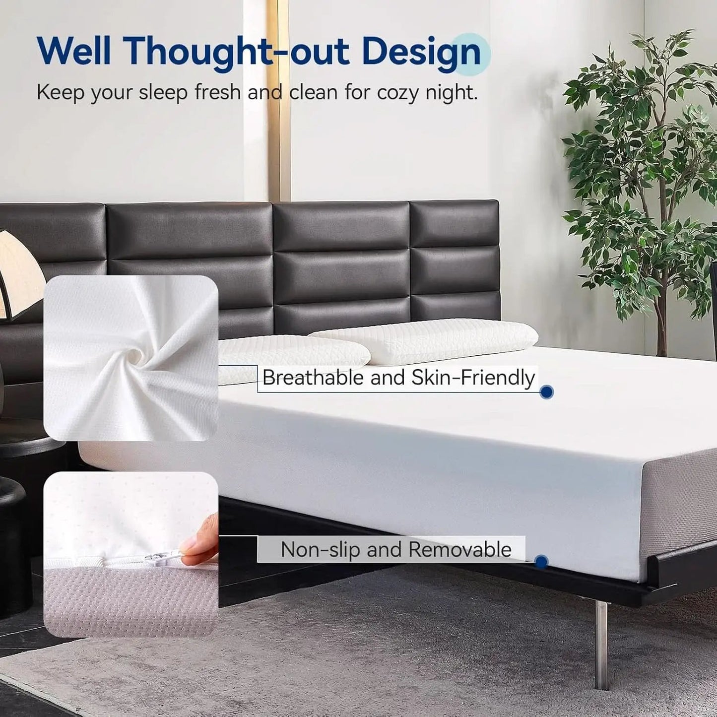 Memory Foam Mattress Full Size White Grey Hypoallergenic from PriceLows™