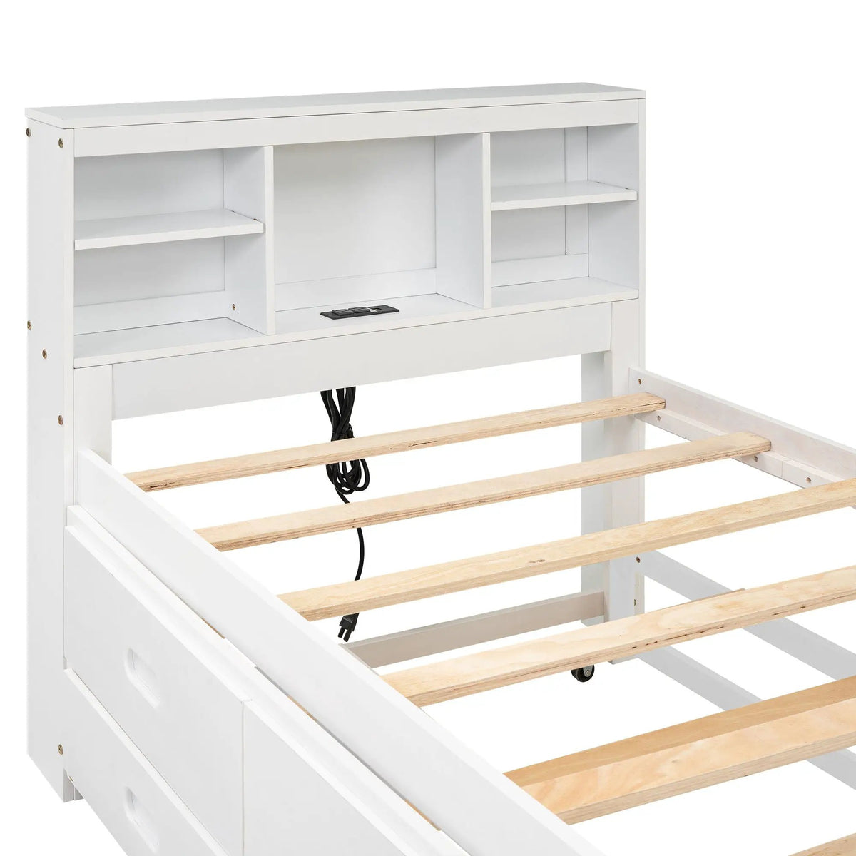Platform Bed | Storage Headboard | USB Ports | Twin Trundle
