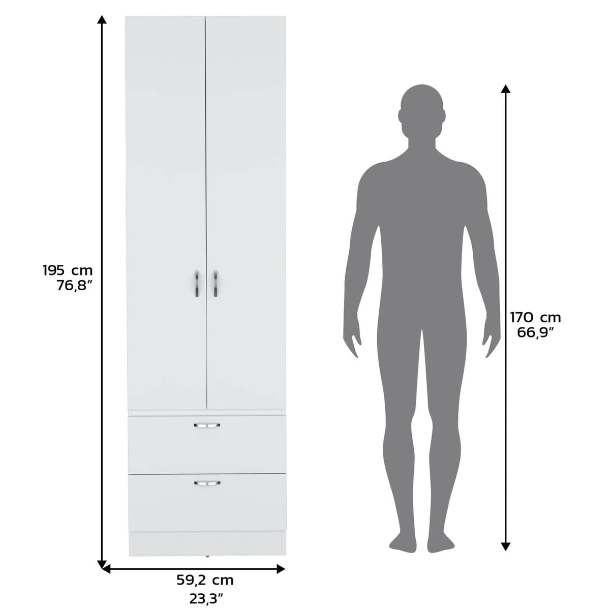 Armoire Organiser, Two Shelves, Rod, Double Door Cabinet Armoire Wardrobe | 2 Pieces | Bedroom Furniture | Bedroom