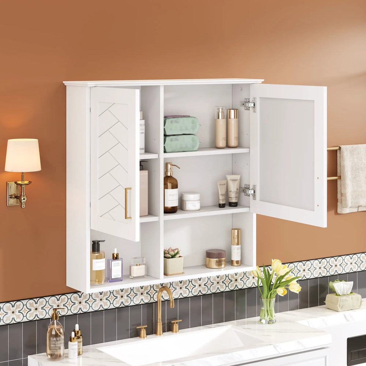 Wall Mounted Mirror Cabinet | Soft Close | Adjustable Shelves | HD Mirror