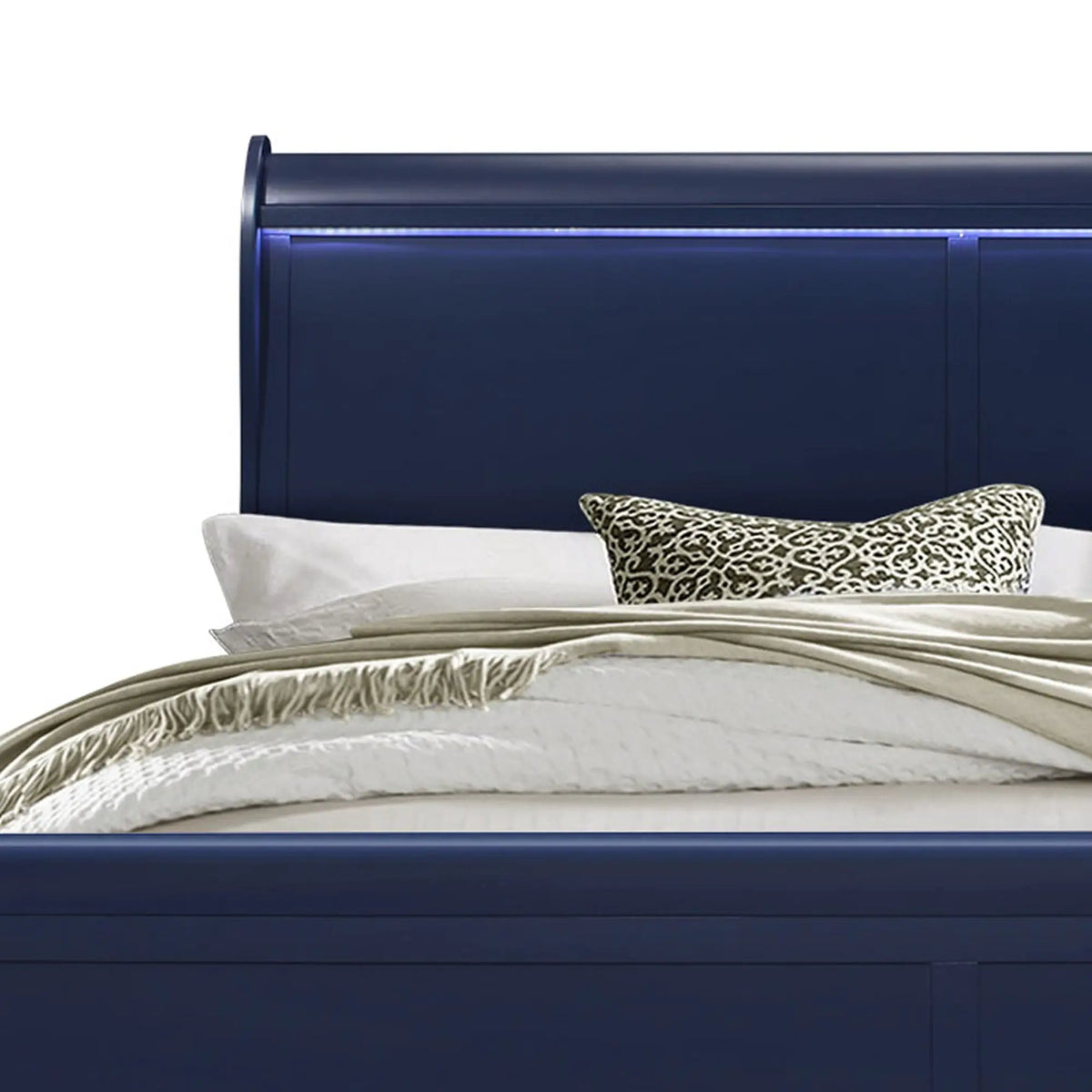 Charlston Sleigh Bed | Integrated LED Lighting | Modern Sleigh Design | 84.5 Inch Length