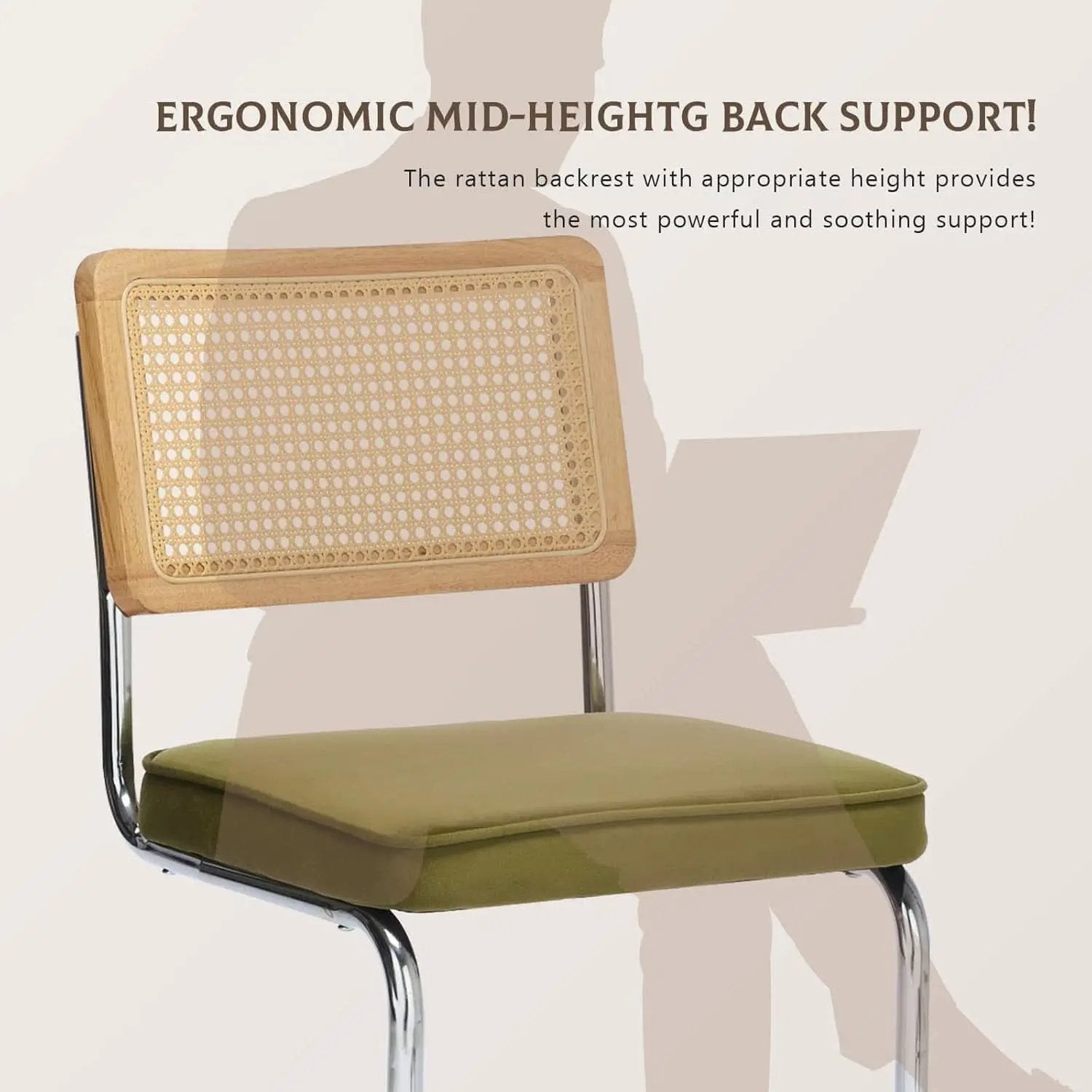 Rattan Dining Chairs Set Of 2 Green With Cane Back from PriceLows™