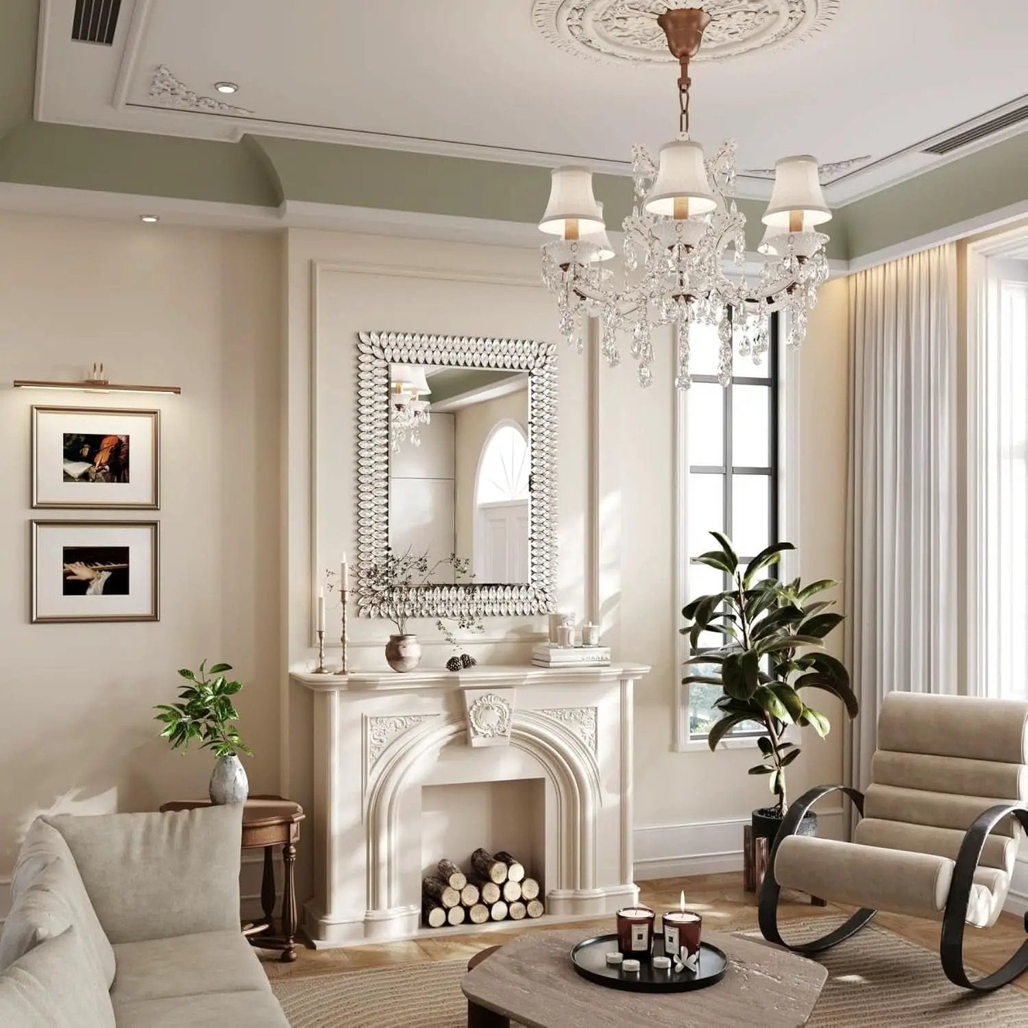 30X40 Inches Jeweled Bathroom Wall Mirror Large Rectangle Vanity Decor from PriceLows™