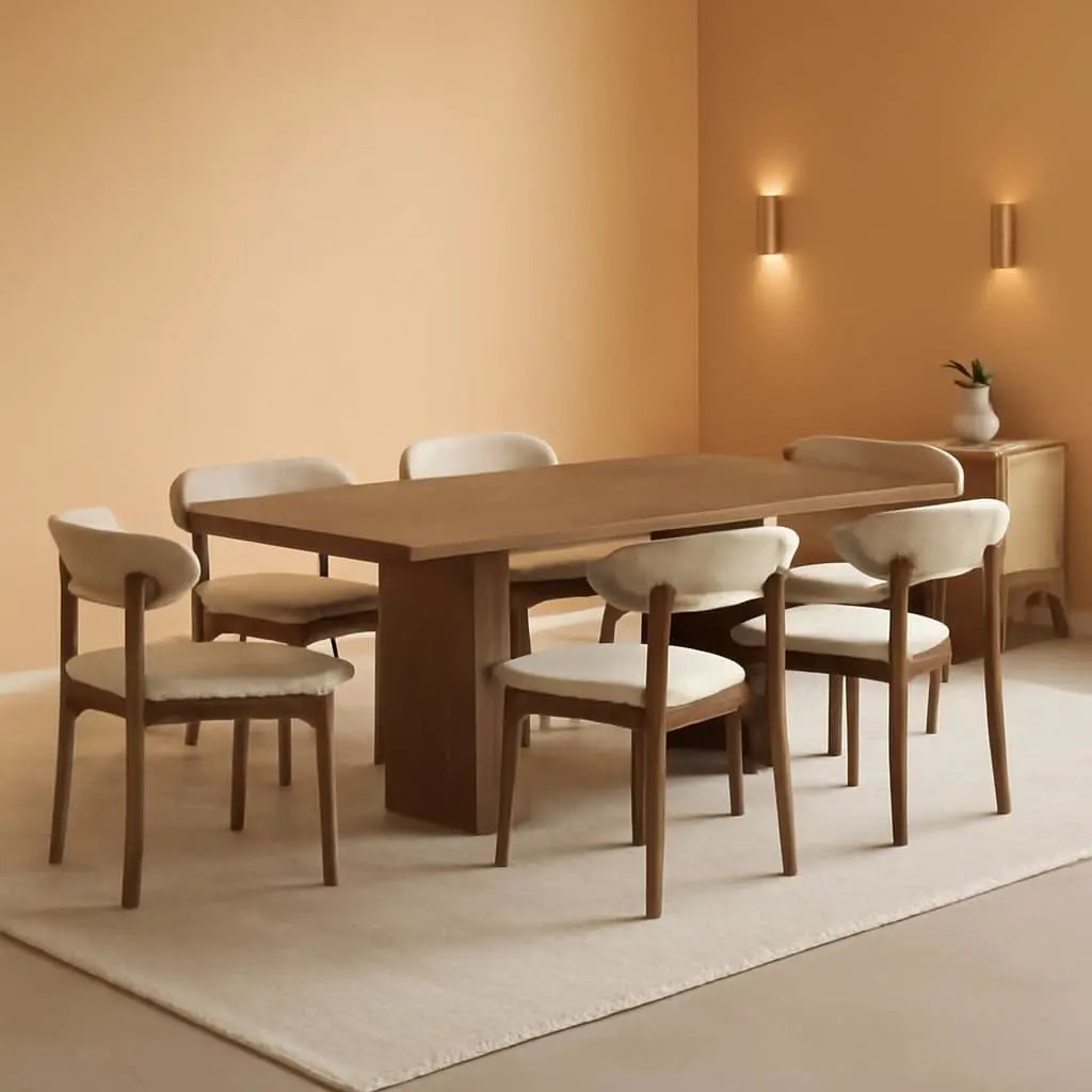 Beige Upholstered Contemporary Wood Dining Chair Set from PriceLows™