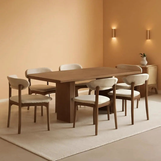 Beige Upholstered Contemporary Wood Dining Chair Set from PriceLows™
