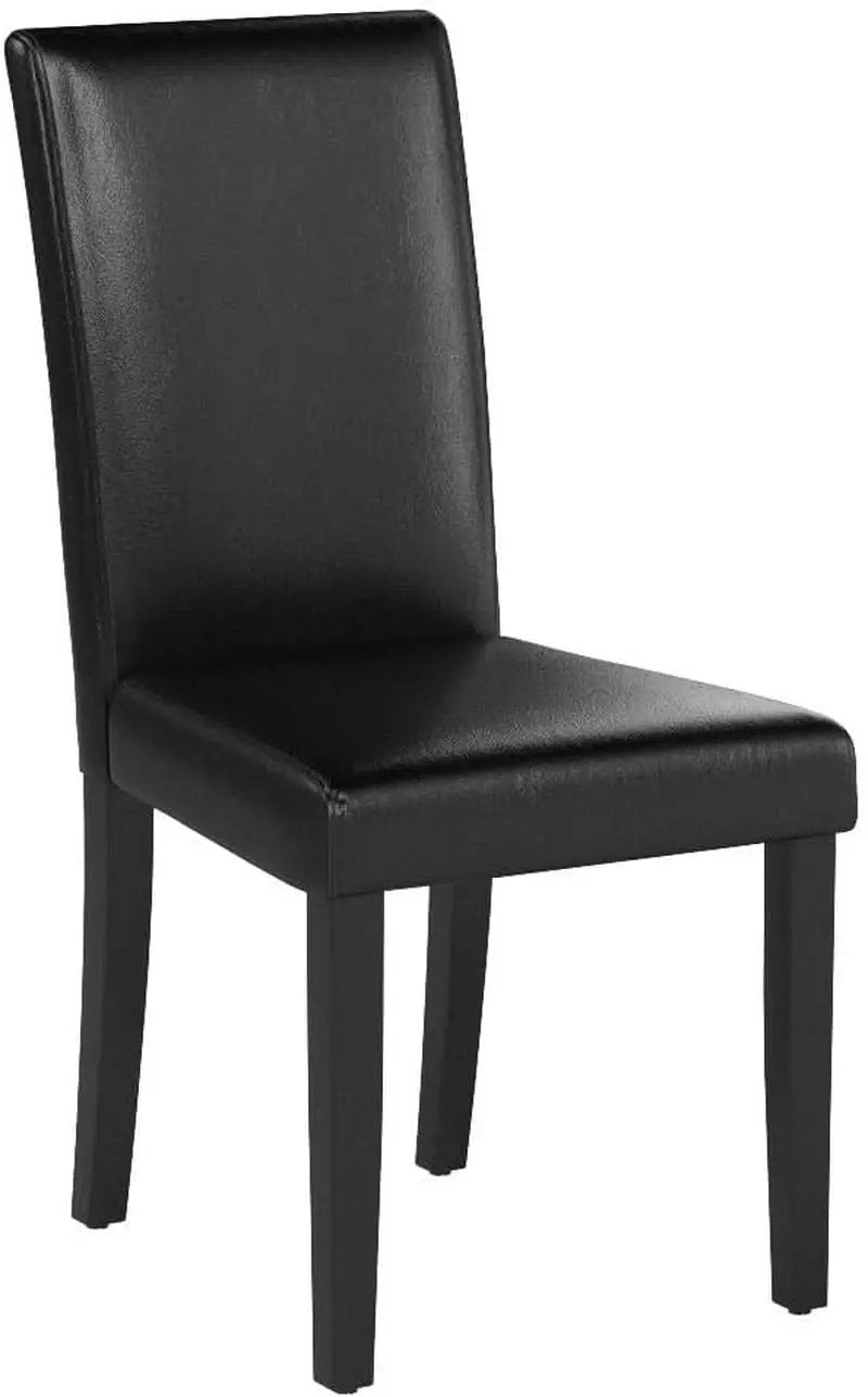 Dining Chair Set Of 4 PU Leather Upholstered Chairs With Solid Wood Legs Black from PriceLows™