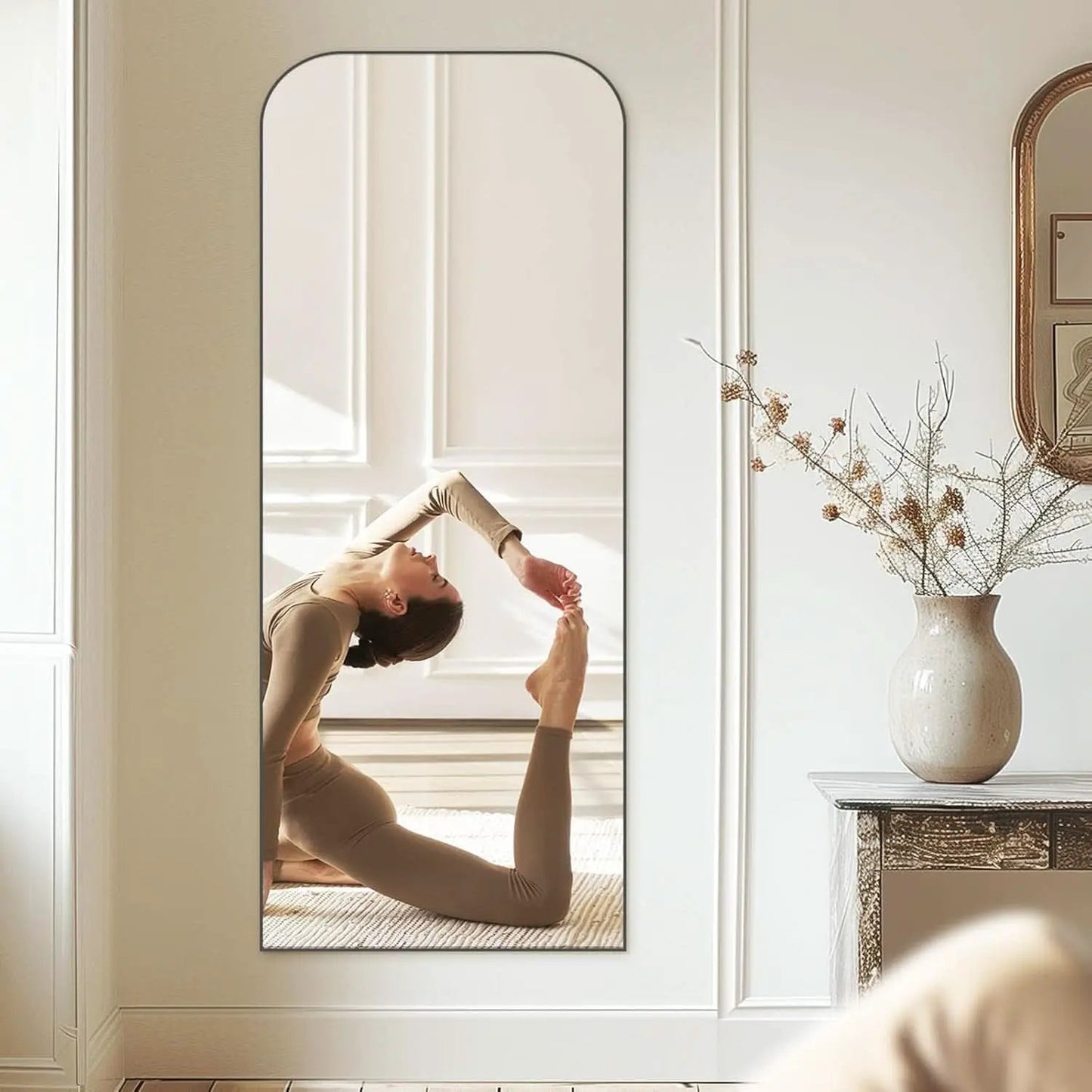 71 Inch Black Oversized Full Length Arch Floor Mirror from PriceLows™