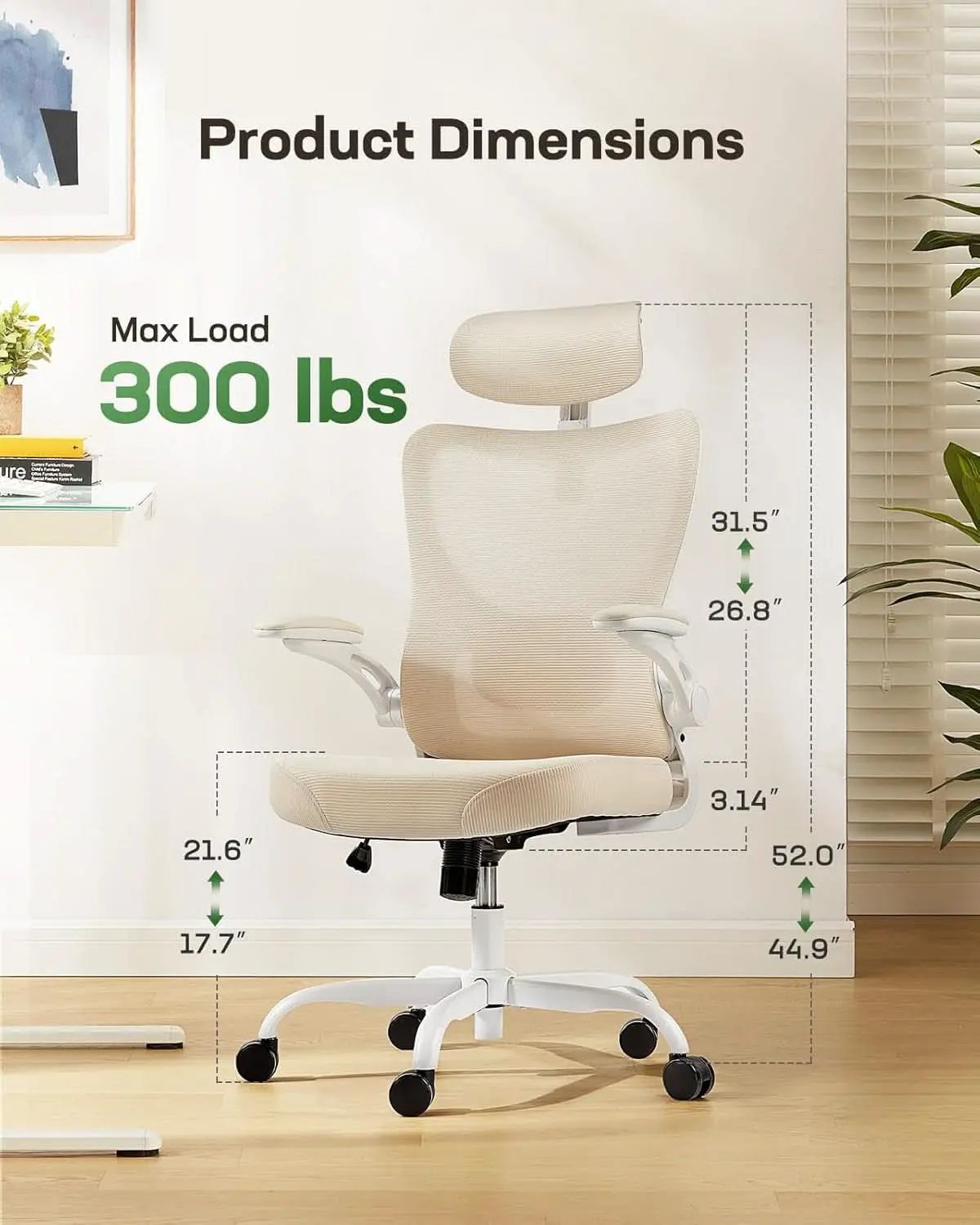 Ergonomic Office Chair White Mesh Back And Adjustable Lumbar from PriceLows™