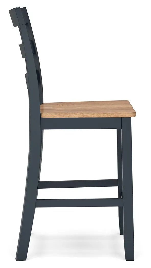 Counter Height Bar Stools | Contoured Seat | Natural Wood | Set Of Two