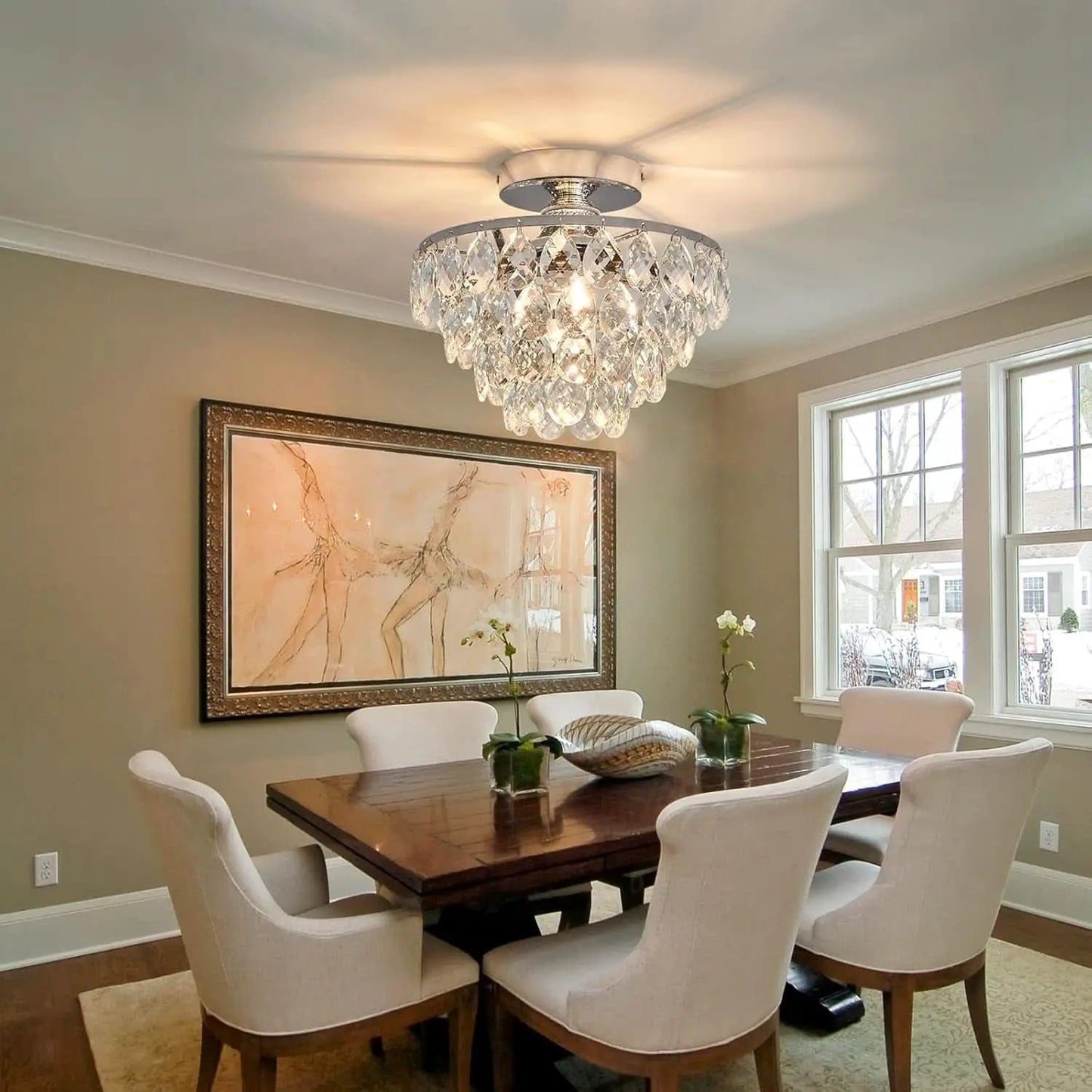 Crystal Chandelier Ceiling Light E26 Chrome Fixture from PriceLows™