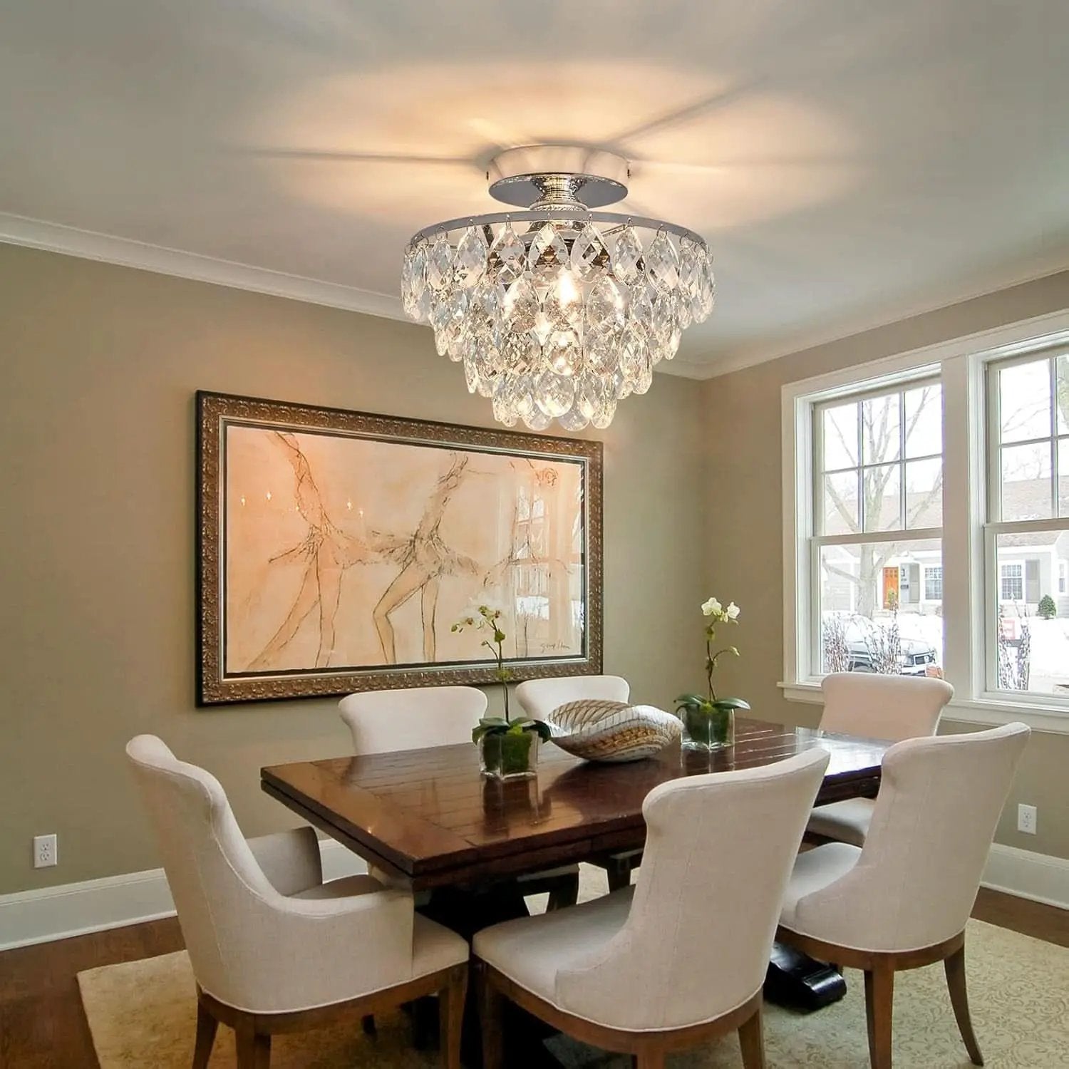 Crystal Chandelier Ceiling Light E26 Chrome Fixture from PriceLows™