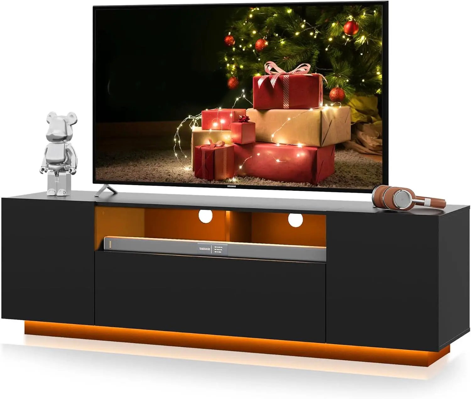 Black 58-Inch TV Console For Living Room Entertainment from PriceLows™