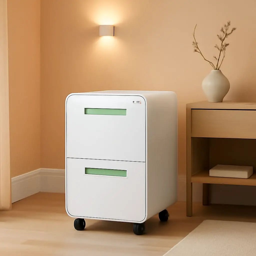 White 2 Drawer Mobile File Cabinet With Lock Under Desk from PriceLows™