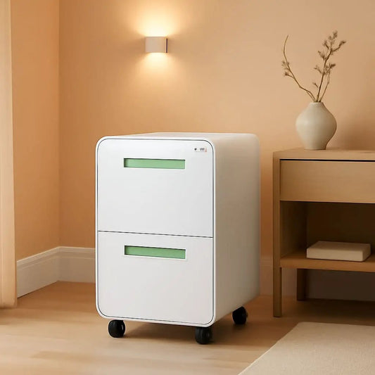 White 2 Drawer Mobile File Cabinet With Lock Under Desk from PriceLows™