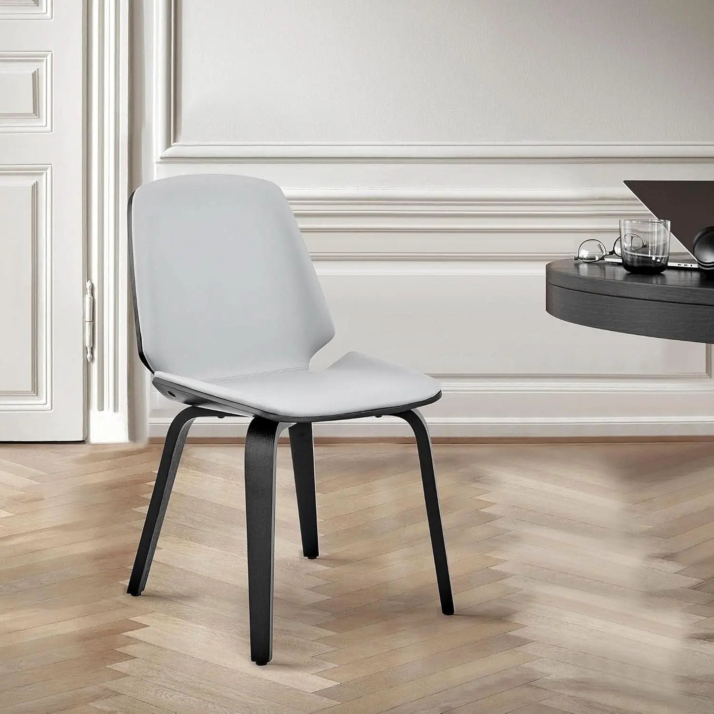 Gray Faux Leather Accent Dining Chair For Kitchen Table from PriceLows™