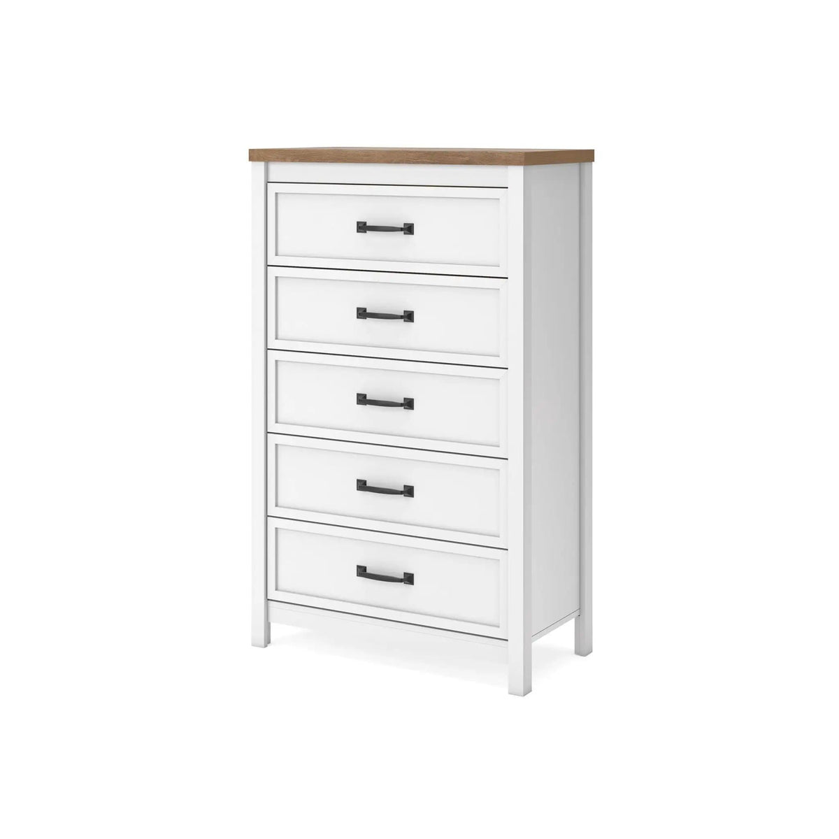 Kerisden Five Drawer Chest | 31.14 x 15.63 x 50.28 in | Engineered Wood & Mdf | White / Brown