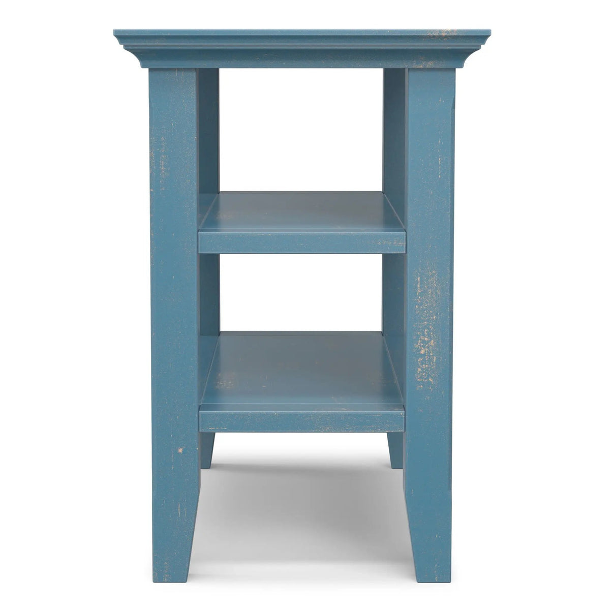 Acadian Narrow Side Table | Handcrafted Solid Wood | 2 Open Storage Shelves | 24 Inch Height