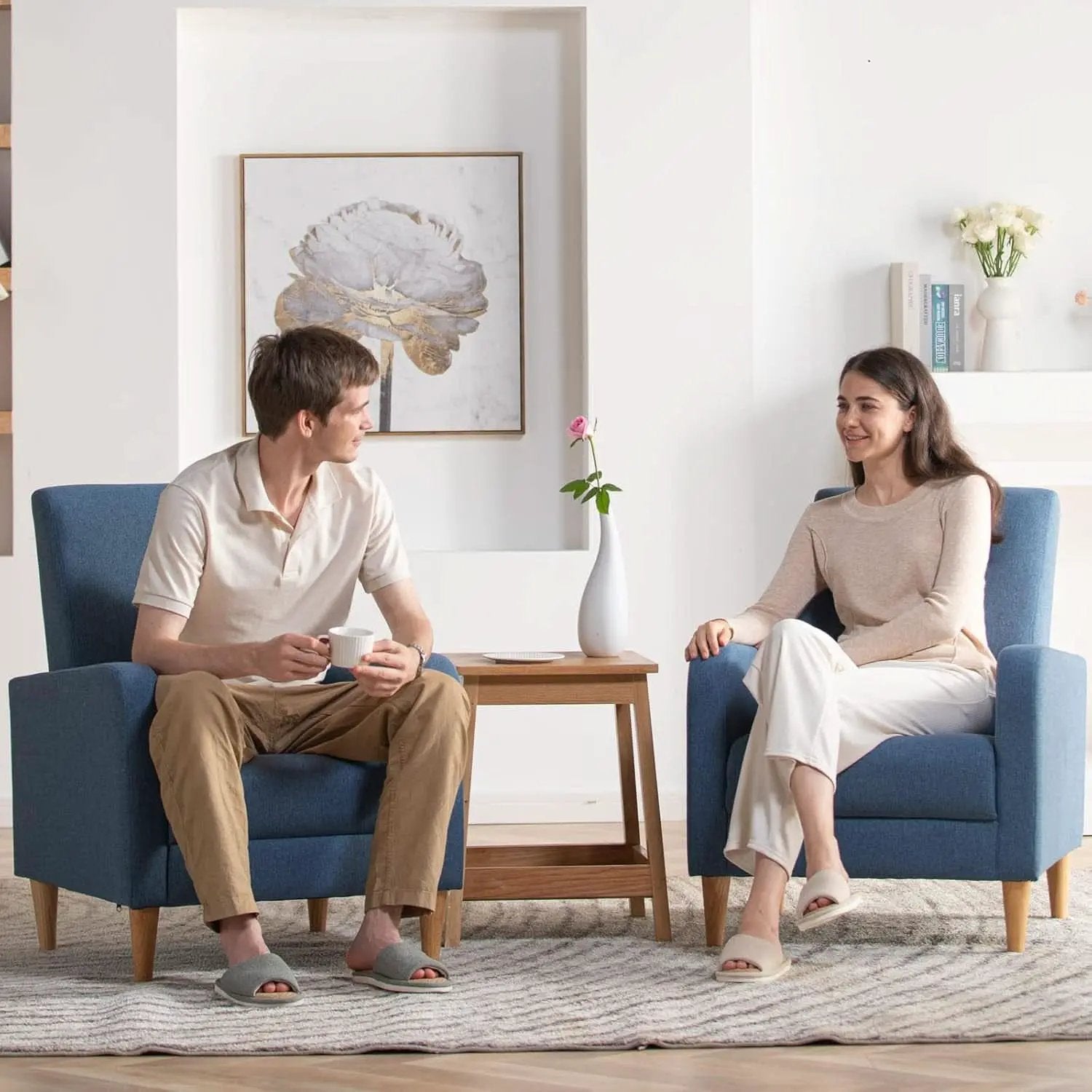 Blue Upholstered Accent Armchair With Back Cushions from PriceLows™