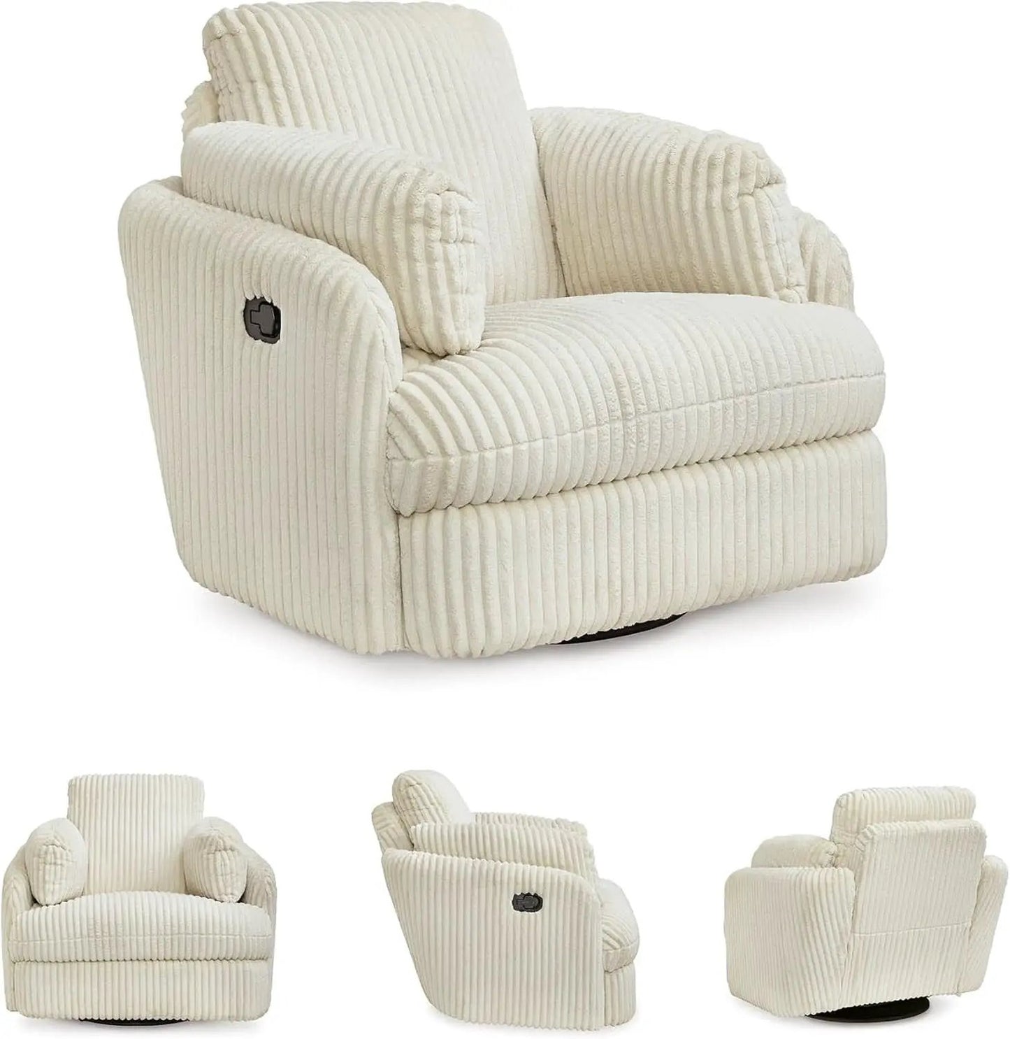 White Modern Swivel Glider Recliner With Hidden Storage from PriceLows™