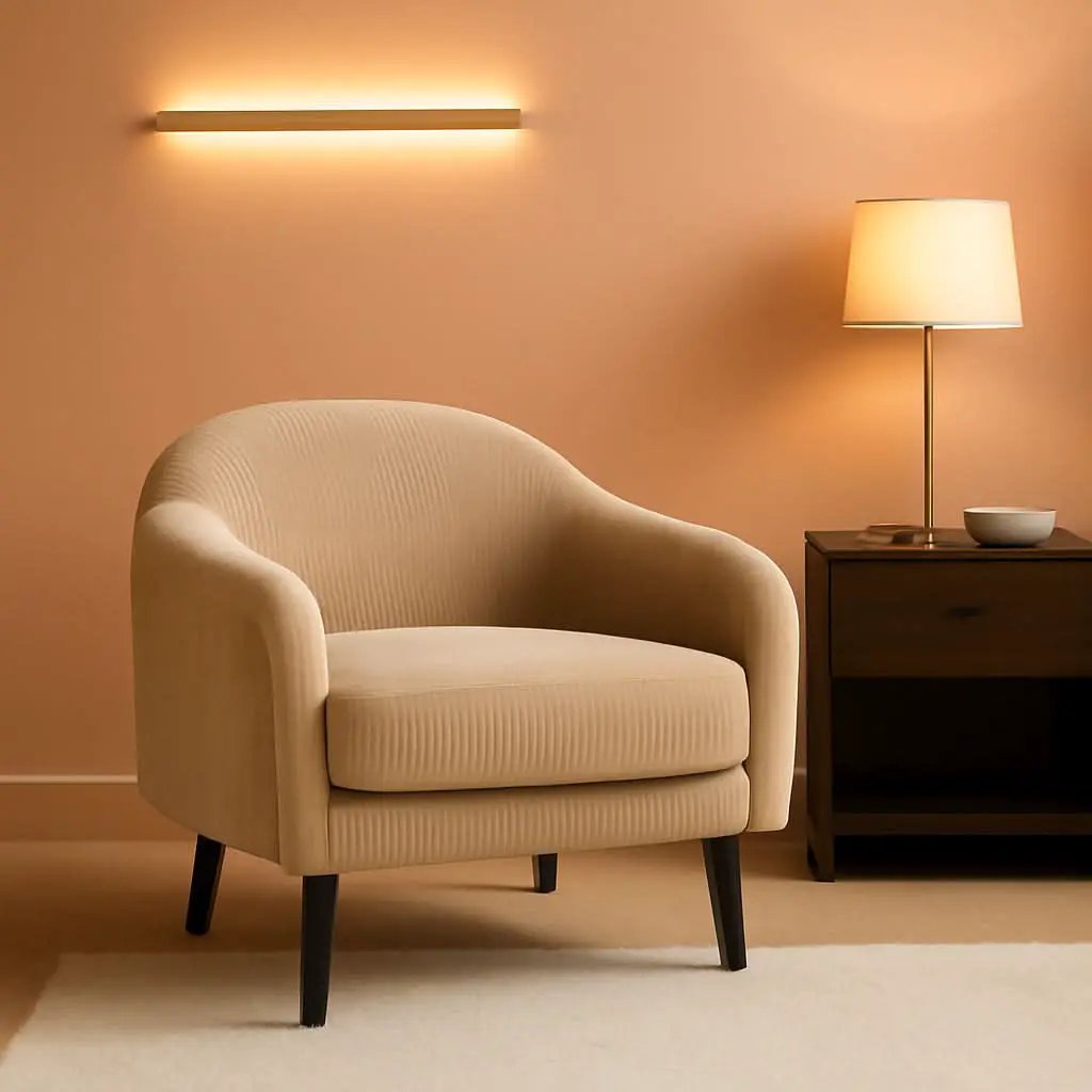 Luxurious Khaki Corduroy Barrel Chair Set 30Inches from PriceLows™