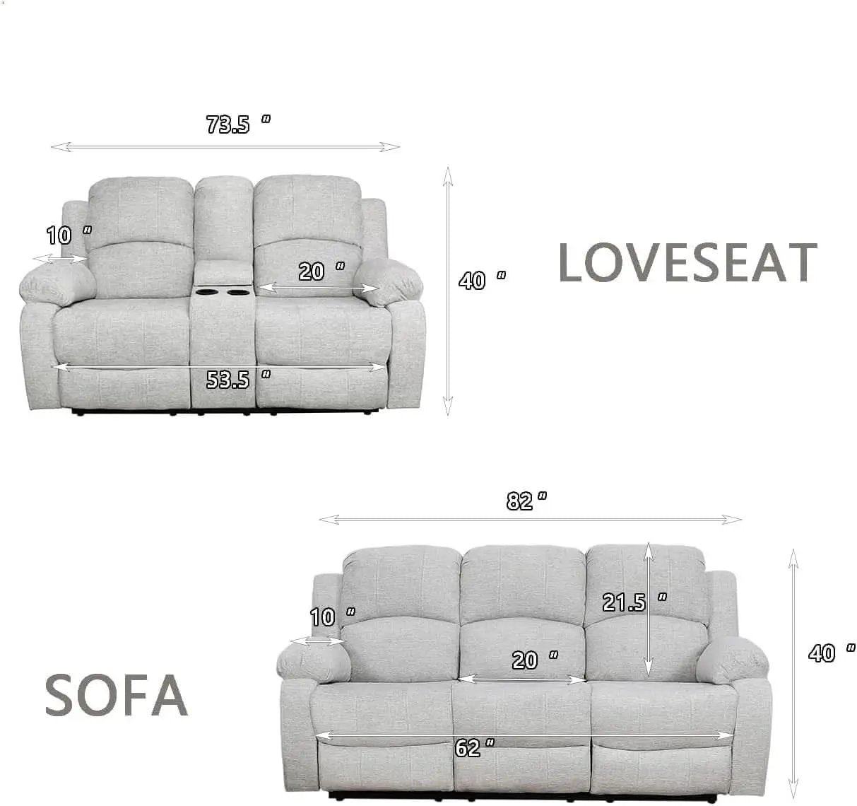 Grey Microfiber Reclining Sofa And Loveseat Set For Living Room from PriceLows™