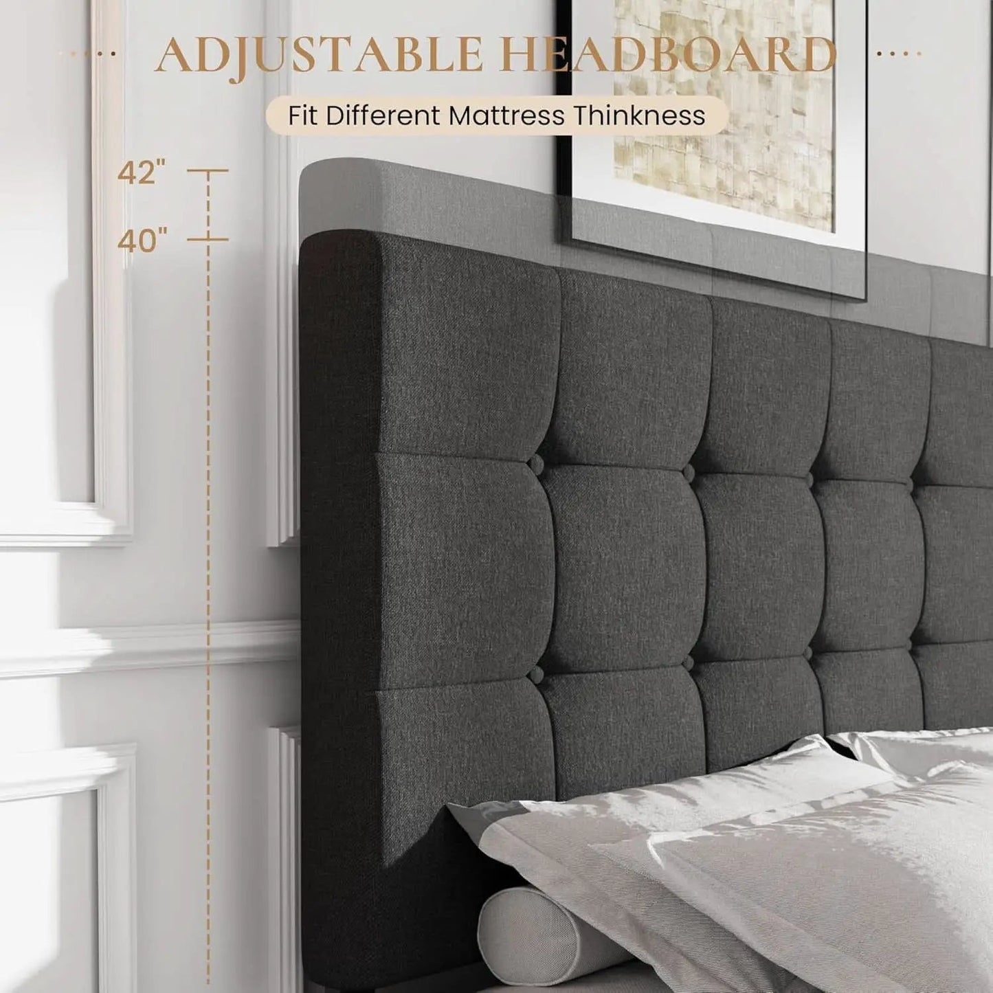 Upholstered Queen Platform Bed Frame With 4 Storage Drawers from PriceLows™