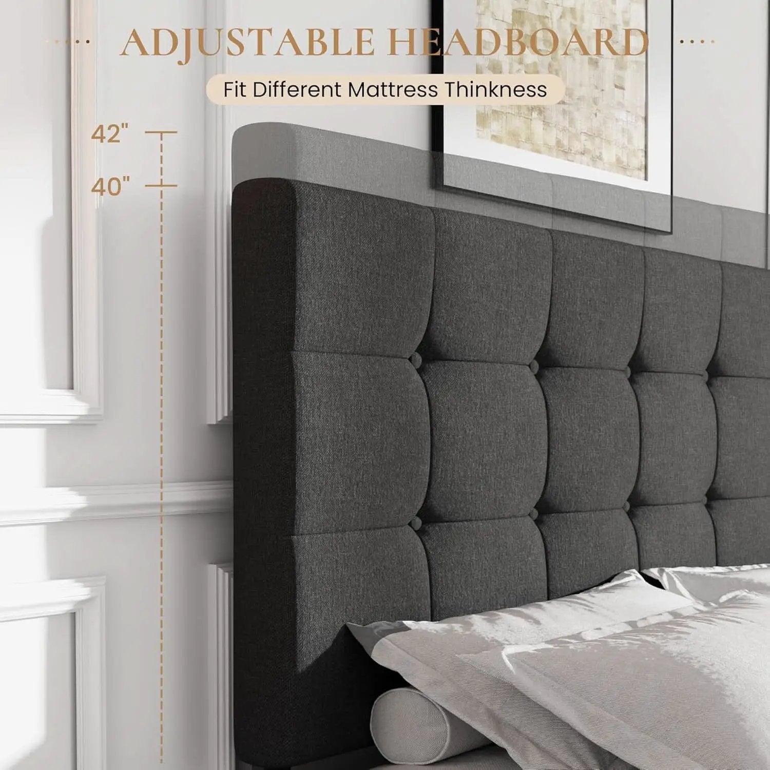 Upholstered Queen Platform Bed Frame With 4 Storage Drawers from PriceLows™