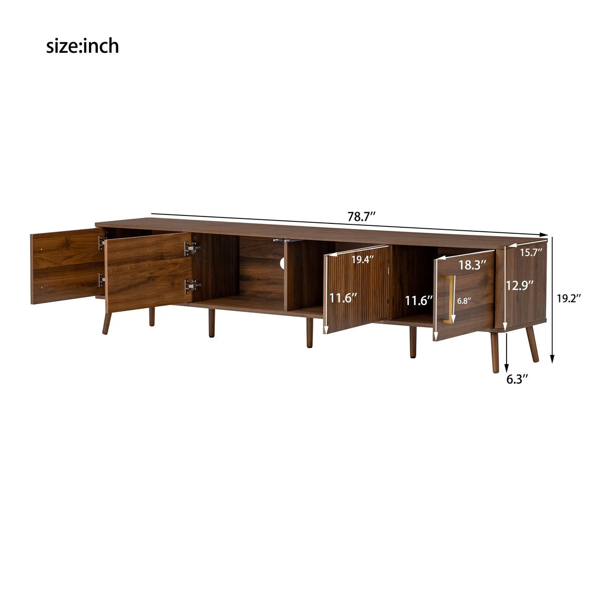 TV Stand | Fluted Door | Cable Management | Soft Close Hinges | Walnut