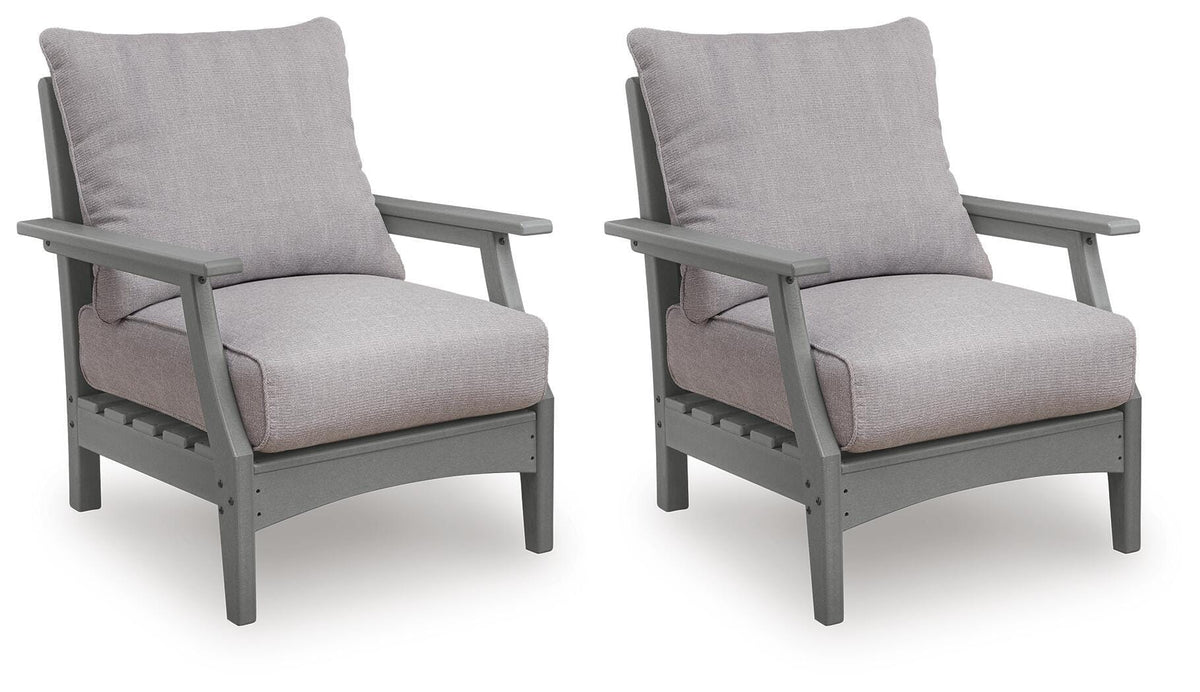 Cove Beach Lounge Chair With Cushion (Set of 2) | 29.75 x 34.13 x 36 in | Polyester & Fabric | Gray