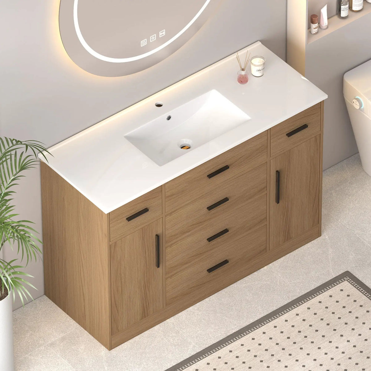 Bathroom Vanity With Abundant Storage | 2 Soft Close Doors | 6 Drawers | MDF Cabinet