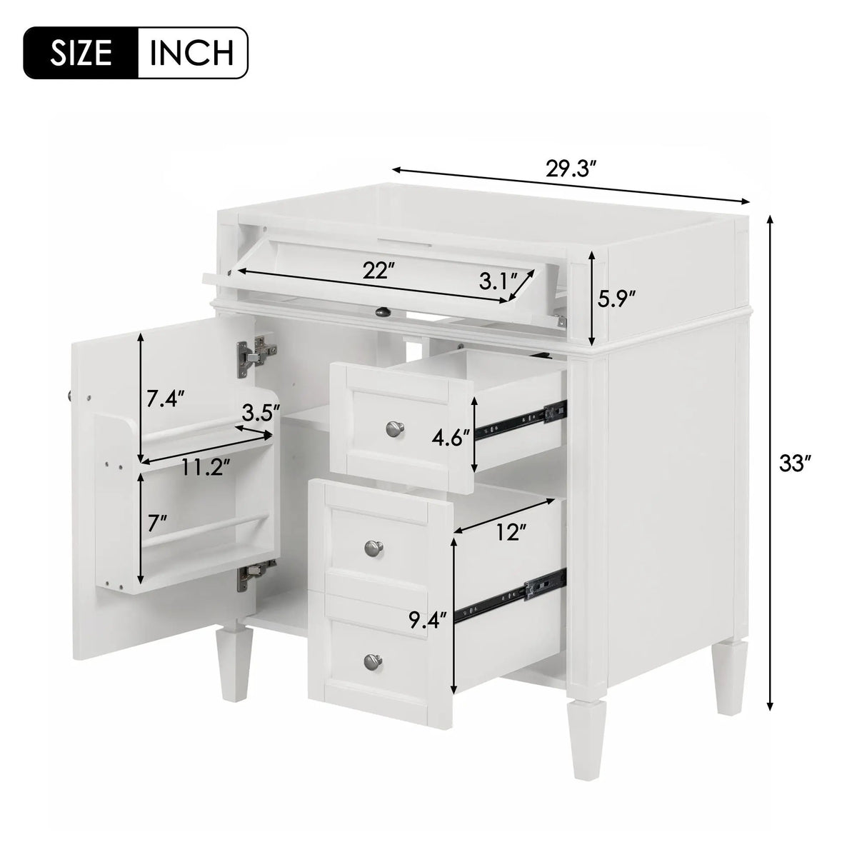 Bathroom Vanity | 3 Drawers | Blue Finish | Tip Out