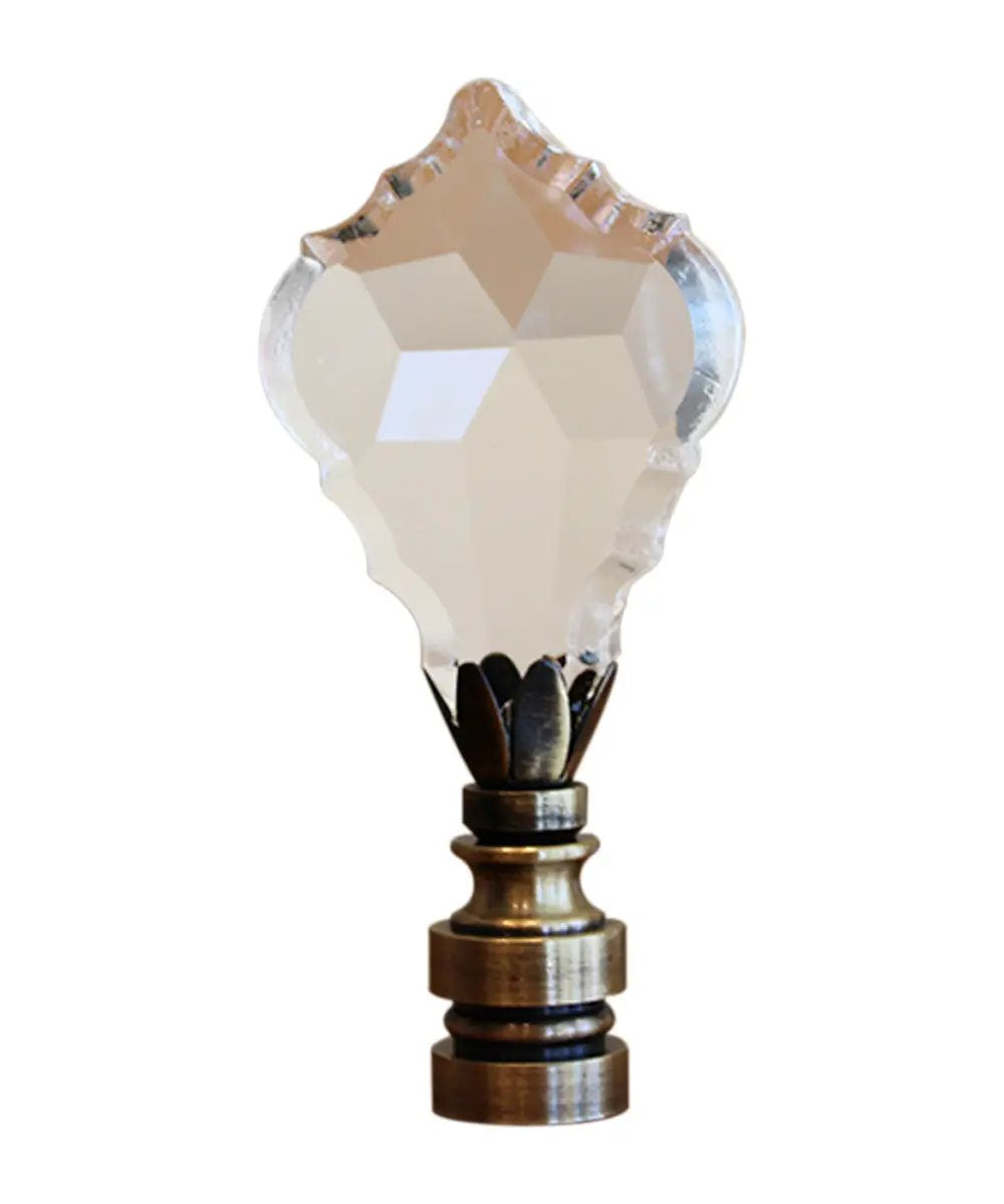 Lamp Finial | 2.75 Inch Gothic Cross | Swarovski Crystal | Antique Brass