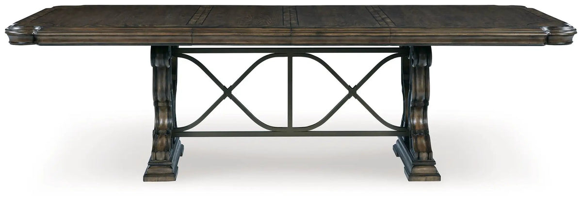Maylee Extension Dining Table | Dark Brown | 72 Inch Base Depth | Two Extension Leaves