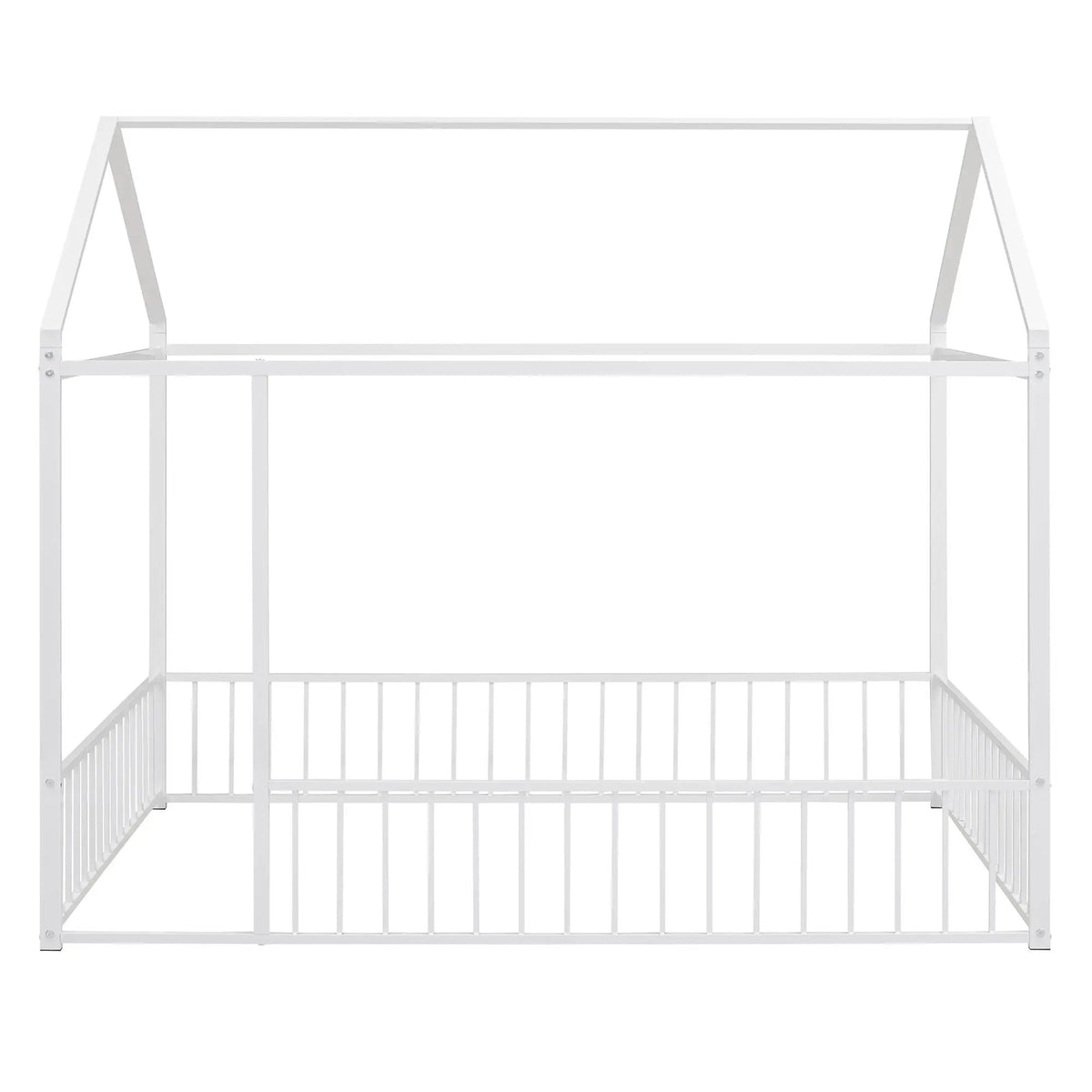 Kids Metal Bed Frame | Roof And Side Fence | Semi Enclosed Space | Three Colors