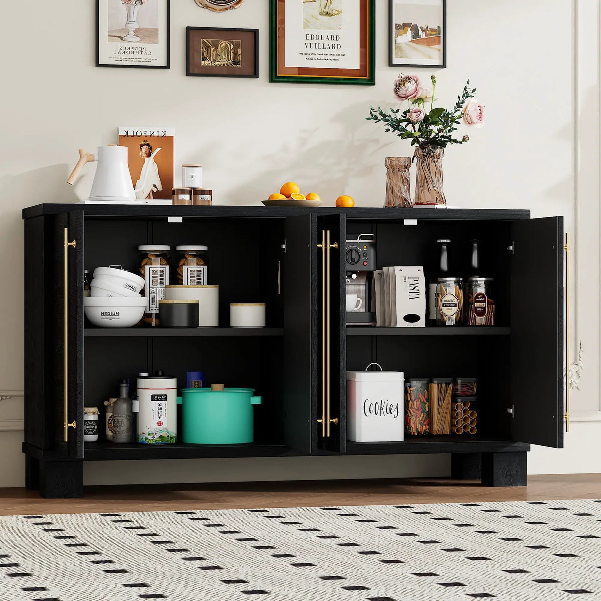 Sideboard | 3 Adjustable Shelves | Wood Grain Finish