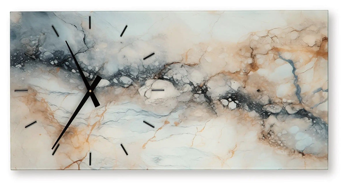 Teague Wall Clock | 2 Pieces | Marble & Glass | Home