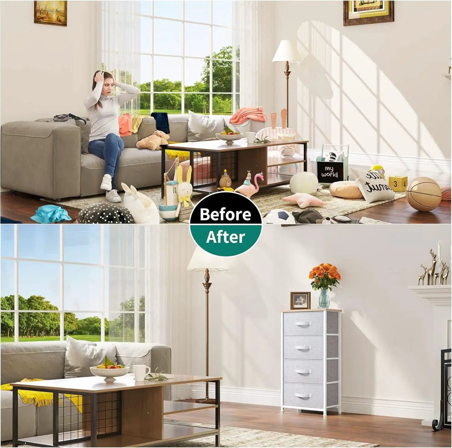 4 Drawer Fabric Dresser Storage Tower With Steel Frame from PriceLows™