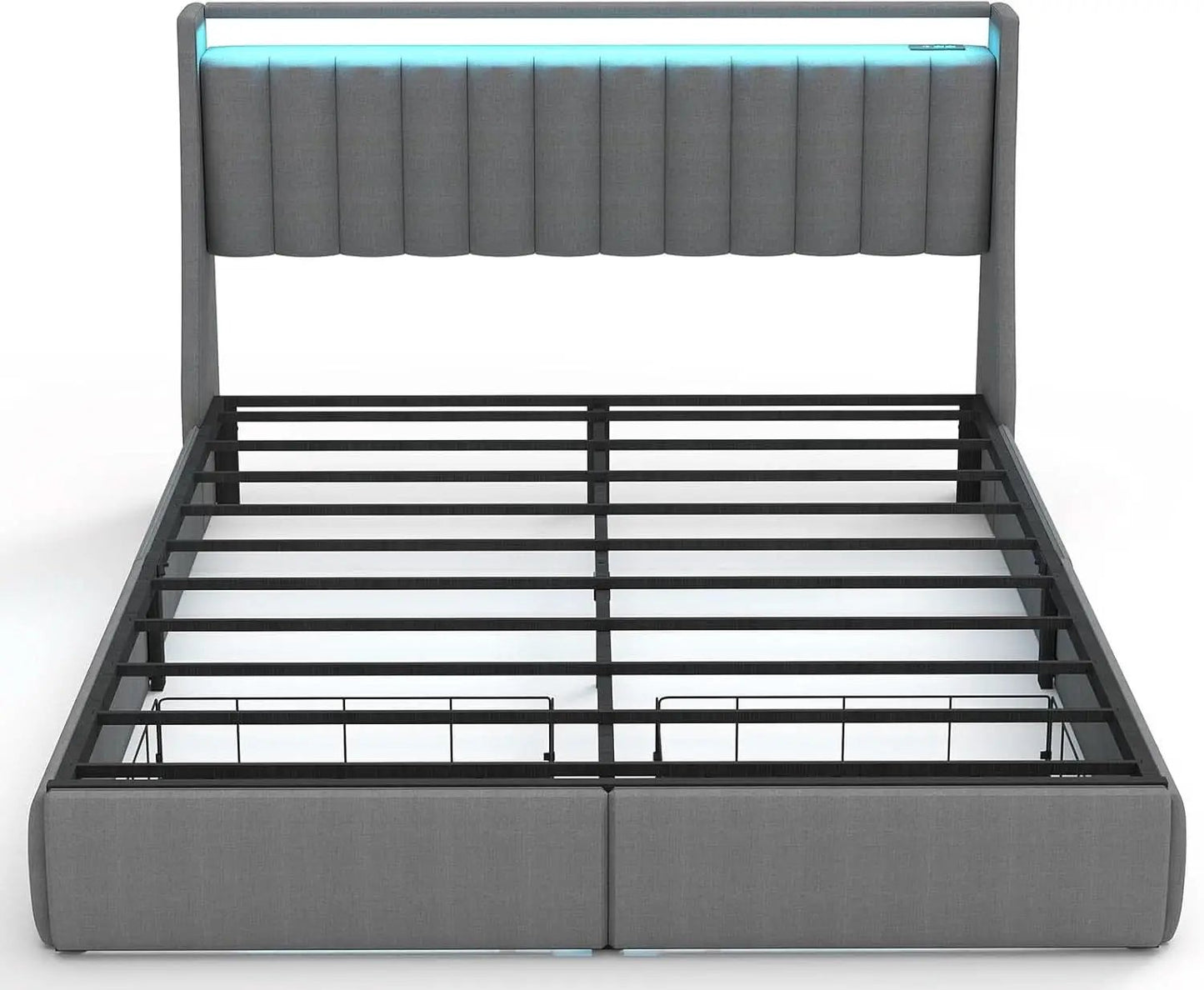 Queen Bed Frame With LED Lights And Storage Drawers from PriceLows™