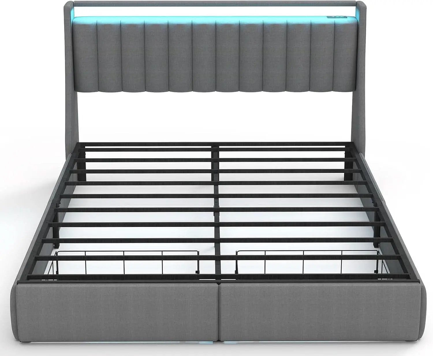 Queen Bed Frame With LED Lights And Storage Drawers from PriceLows™