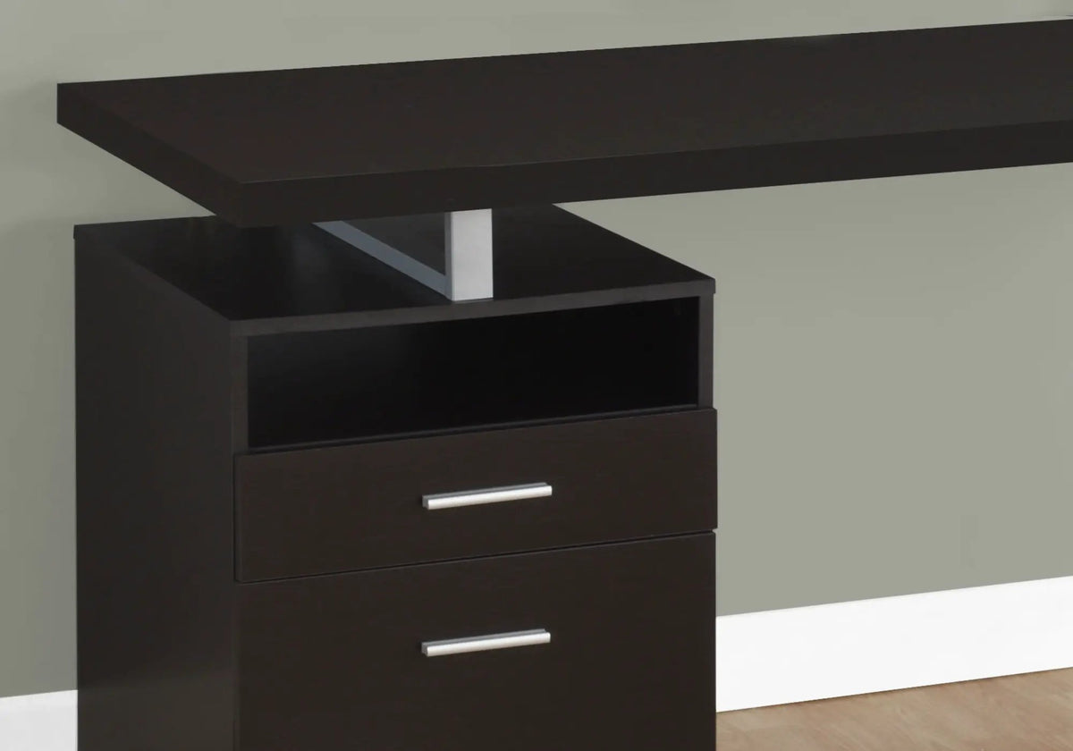 60 Inch Reversible Computer Desk | Open Cubby | Closed Storage Drawers | Left Right Set-Up