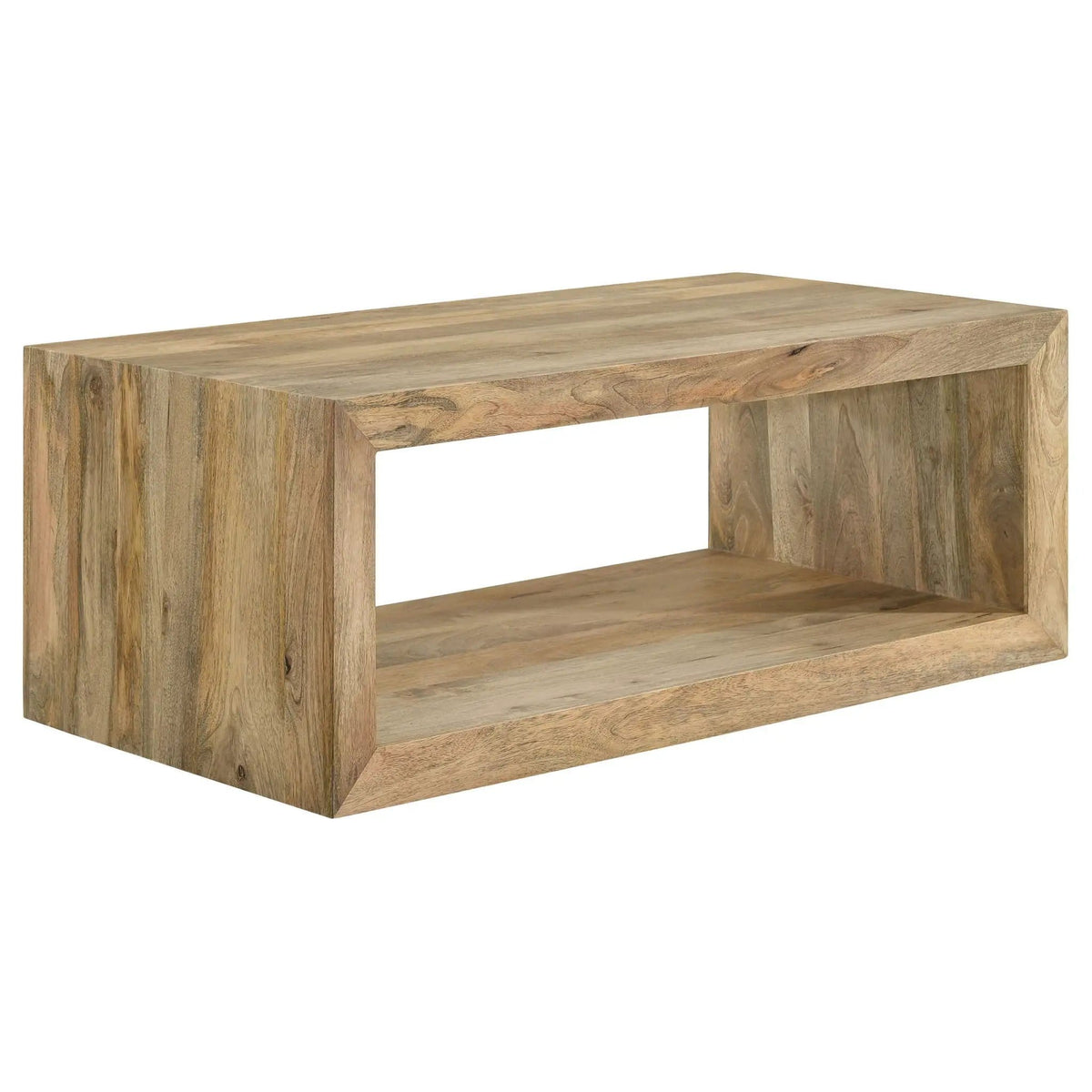 Benton Rectangular Solid Wood Coffee Table | 46 x 24 x 18 in | Mango Wood | Natural