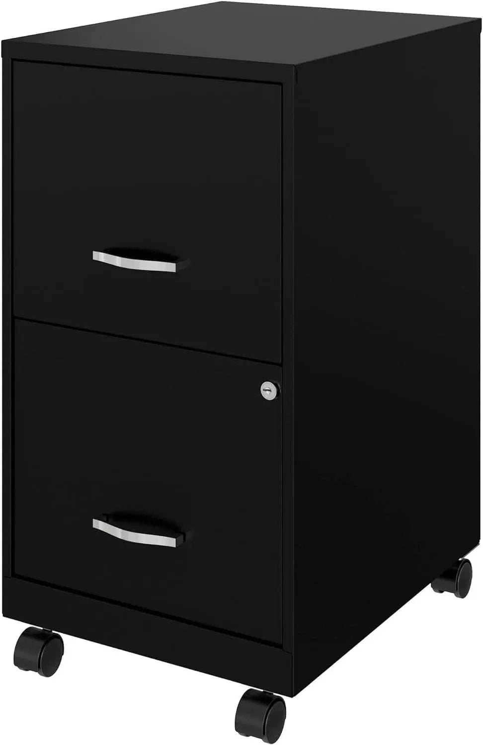 Two-Drawer Mobile File Cabinet Black With Locking Drawers 14.2 X 18 X 26.5 Inches Steel from PriceLows™