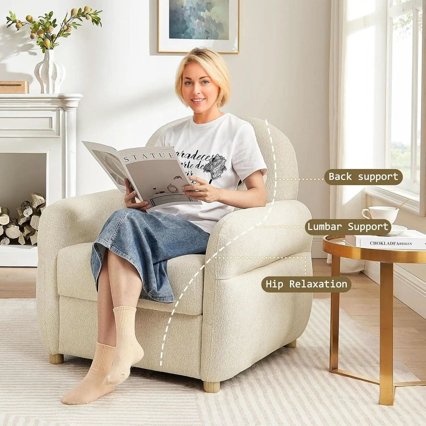 Beige Contemporary Accent Chair With Generous Storage from PriceLows™