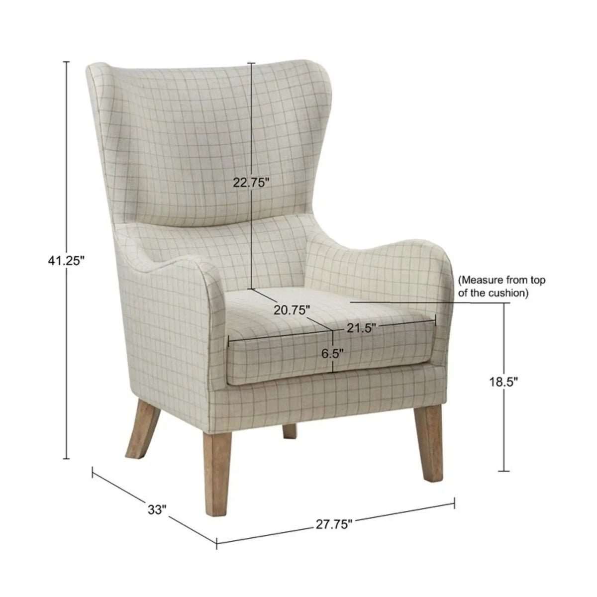 Arianna Swoop Wing Chair | Traditional Wing Back | Round Arms | High-Density Foam