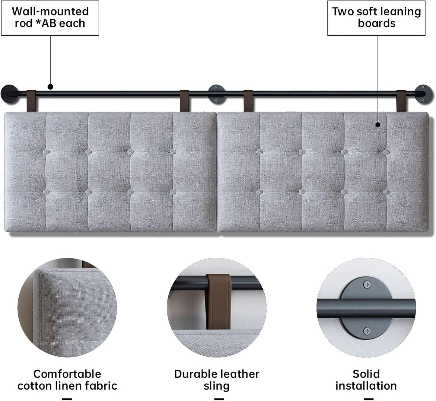 Adjustable Wall Mounted King Size Headboard with Tufting from PriceLows™
